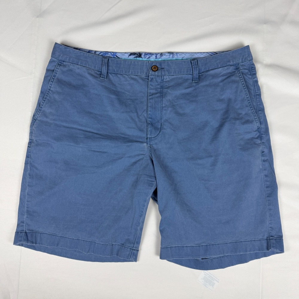 Tommy Bahama Boracay Shorts Mens 40 Blue Cotton Tencel Blend Flat Front Chino - Picture 2 of 8